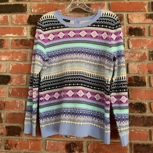 Talbots Lambswool FairIsle Nordic Spring Après-ski Crewneck Sweater Sz M